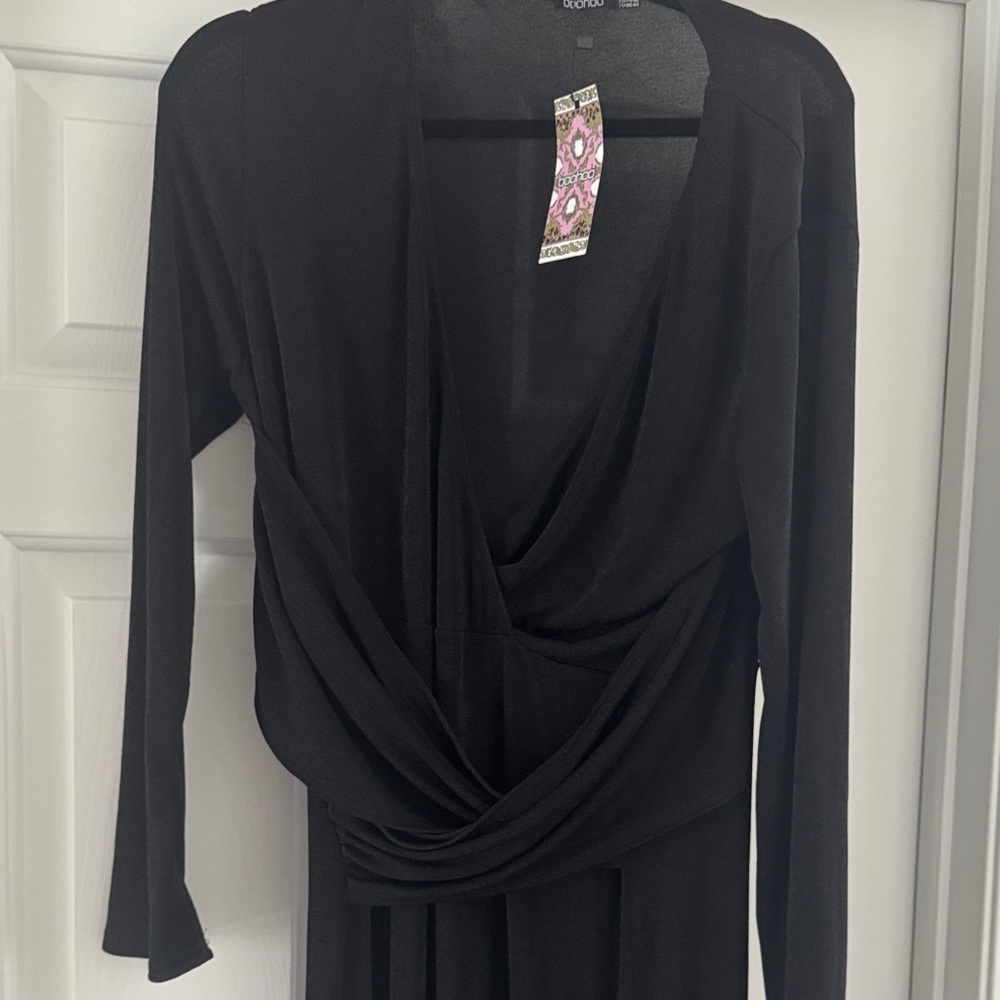 Texture Slinky Wrap Detail Split Maxi Dress